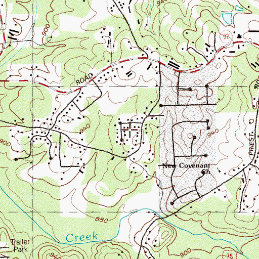Topographic Map of Westwood Station, GA