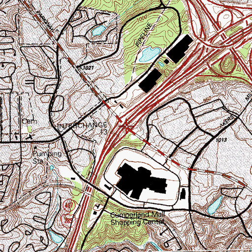 Topographic Map of Interchange 13, GA
