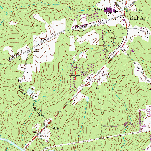 Topographic Map of Aberdeen Estates, GA