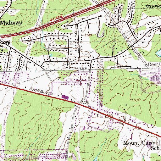 Topographic Map of Brown Subdivision, GA