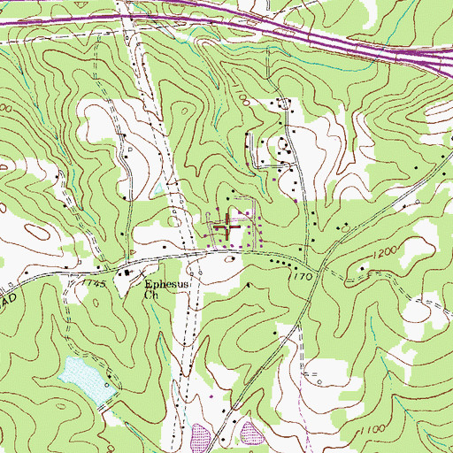 Topographic Map of Ephesus Heights, GA