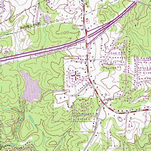 Topographic Map of Evergreen, GA