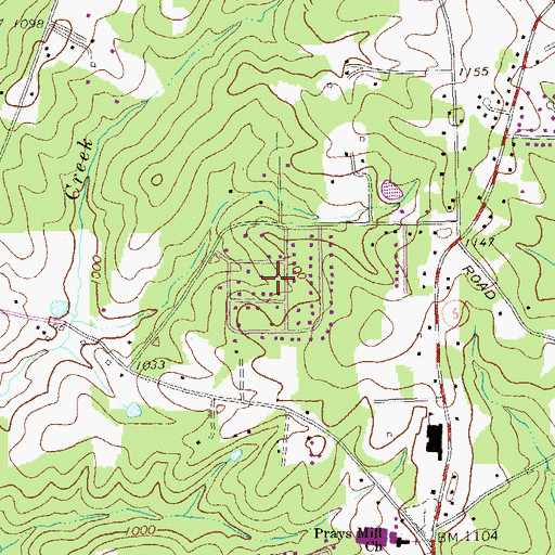 Topographic Map of Glen Ridge, GA