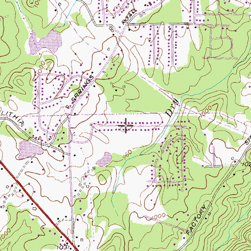 Topographic Map of Meadowview, GA