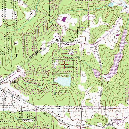 Topographic Map of Mill Glen, GA