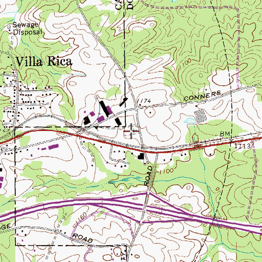 Topographic Map of Old Villa Rica Cemetery, GA