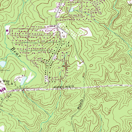 Topographic Map of Shallowford Heights, GA
