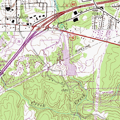 Topographic Map of Shawnee Lake Estates, GA