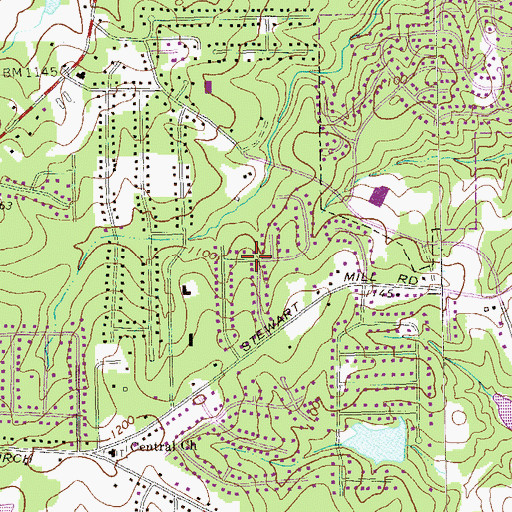 Topographic Map of Stewart Mill Acres, GA