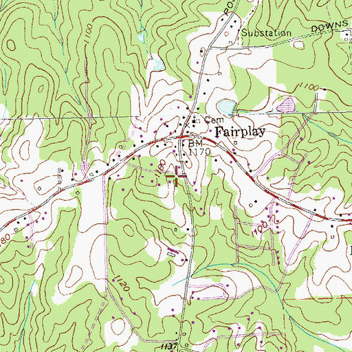 Topographic Map of Calvary Church, GA