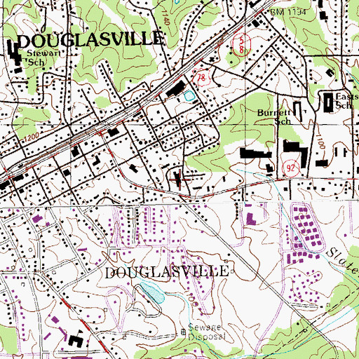 Topographic Map of Douglas County Memorial Hospital, GA
