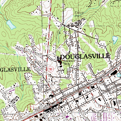 Topographic Map of Stewart Middle School, GA