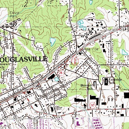 Topographic Map of Second Baptist Church, GA