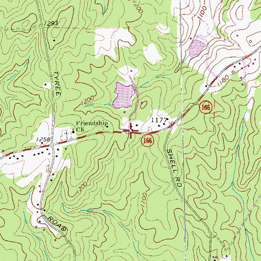 Topographic Map of Tyree, GA