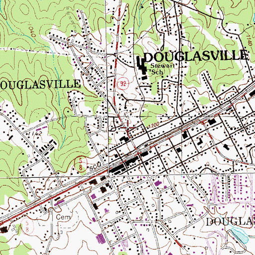 Topographic Map of Warren Chapel Methodist Episcopal Church, GA