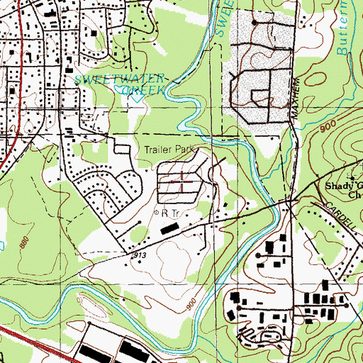 Topographic Map of Beech Gum Mobile Home Park, GA