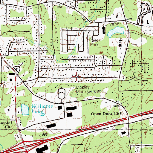 Topographic Map of Beechwood Hills, GA