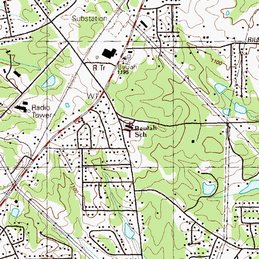 Topographic Map of Beulah Elementary School, GA