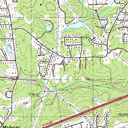 Topographic Map of Beulah Park, GA