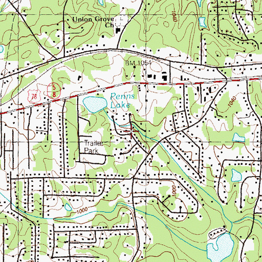 Topographic Map of Boulder Park Estates, GA