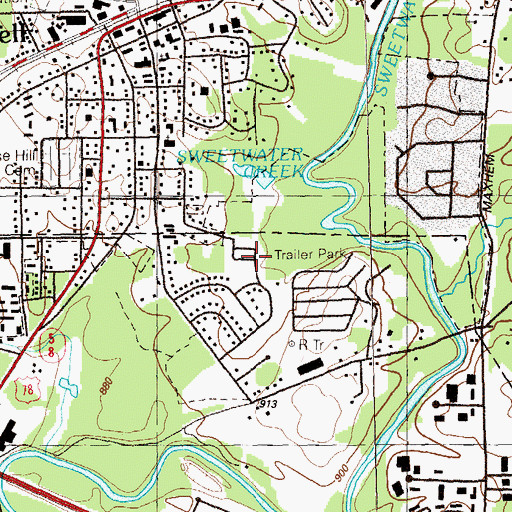 Topographic Map of Brook Forest Mobile Home Park, GA