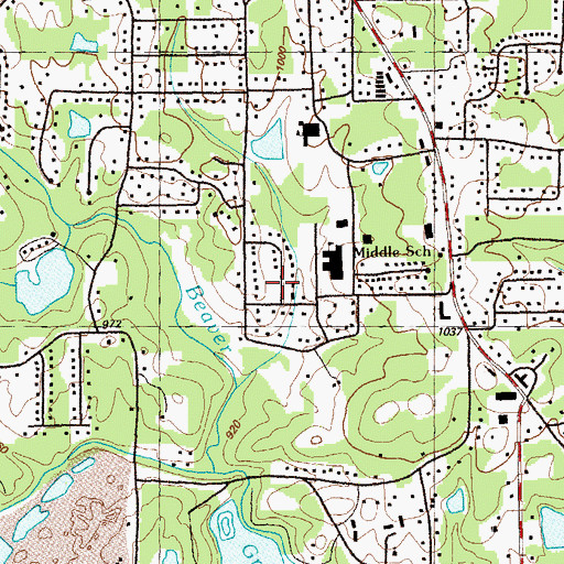 Topographic Map of Brookwood Acres, GA