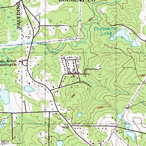 Topographic Map of Burnt Hickory Estates, GA