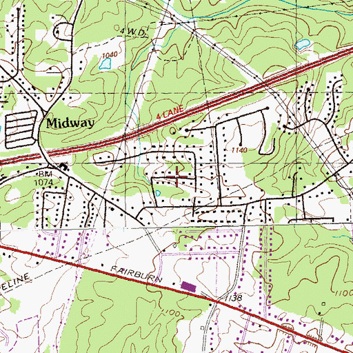 Topographic Map of Colonial Estates, GA