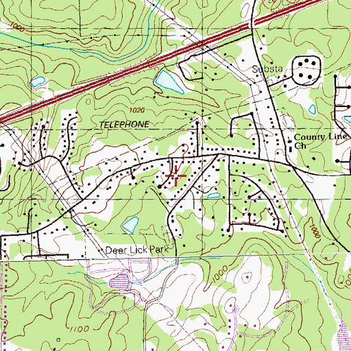 Topographic Map of County Line Heights, GA
