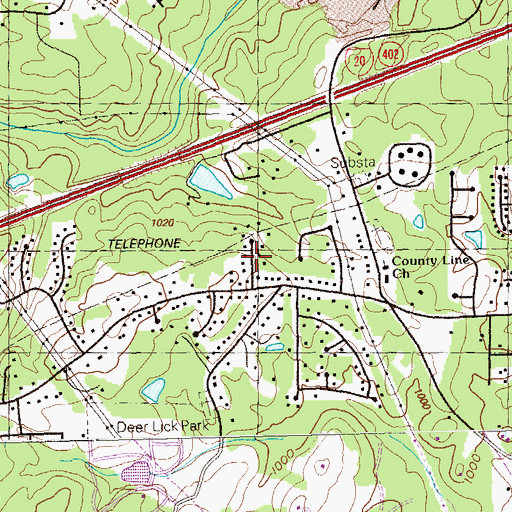 Topographic Map of County Line Place, GA