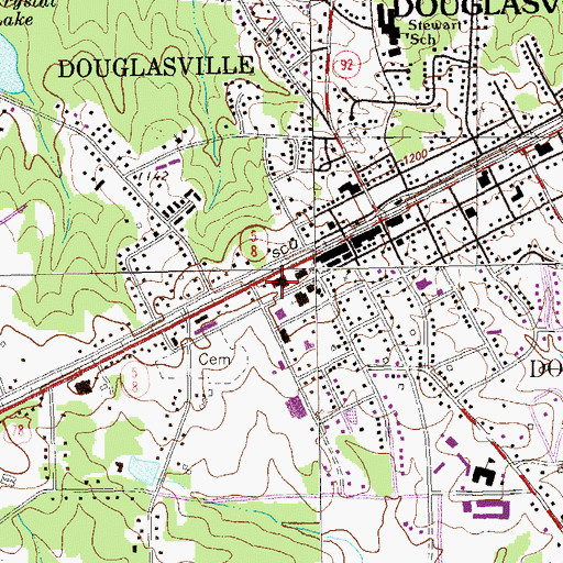 Topographic Map of Douglas County Courthouse, GA