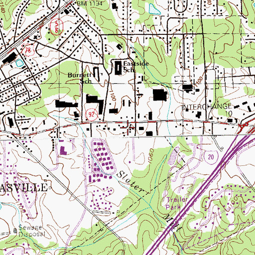 Topographic Map of Douglas Village Shopping Center, GA