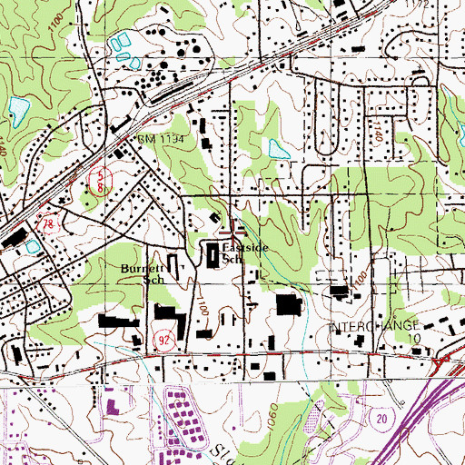 Topographic Map of Durelle, GA