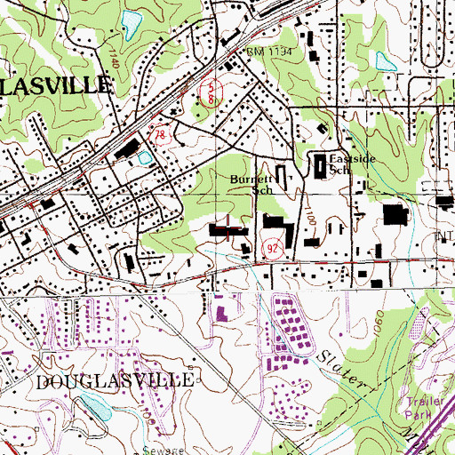 Topographic Map of Forest Mart Shopping Center, GA