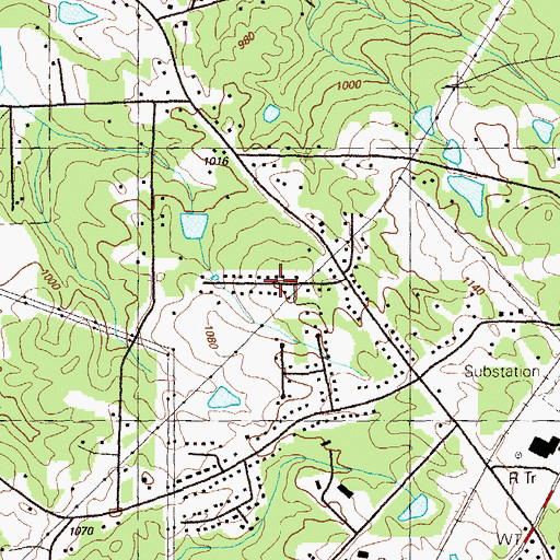 Topographic Map of Hickory Forest, GA