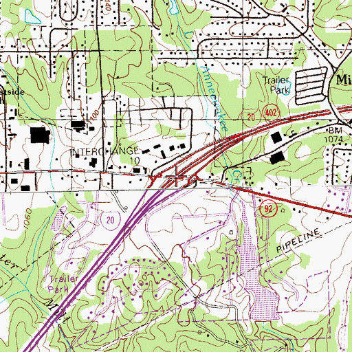 Topographic Map of Interchange 10, GA