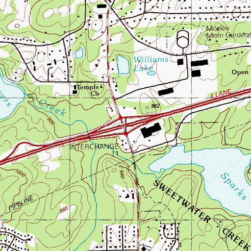 Topographic Map of Interchange 11, GA