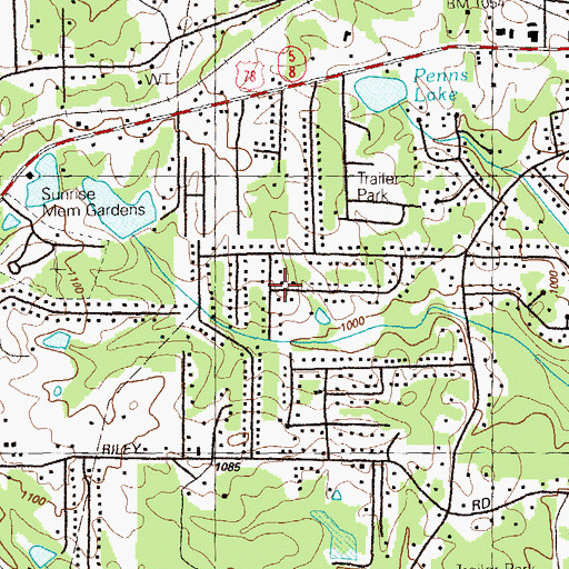 Topographic Map of Killarney Hills, GA