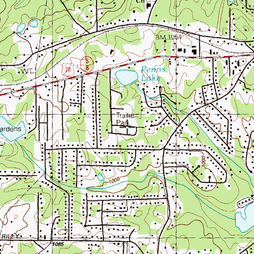 Topographic Map of Lakeside Mobile Home Park, GA