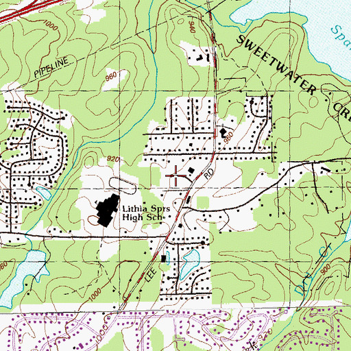 Topographic Map of Leeward Park, GA