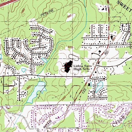 Topographic Map of Lithia Springs Comprehensive High School, GA