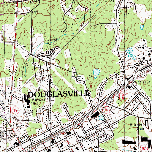 Topographic Map of Malone Park, GA