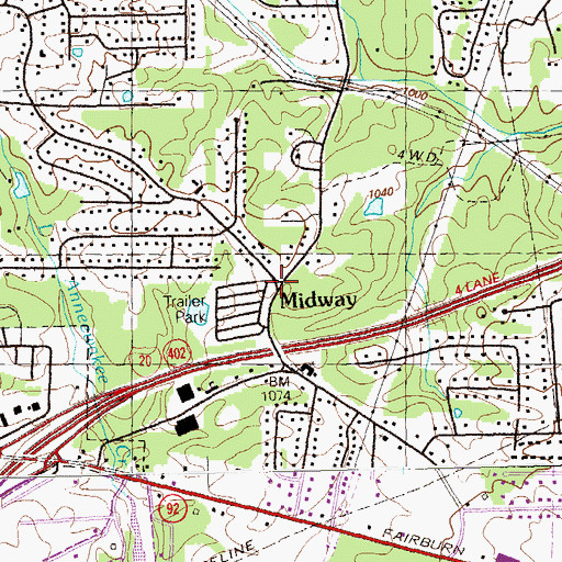 Topographic Map of Midway, GA