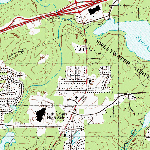 Topographic Map of Park Place, GA