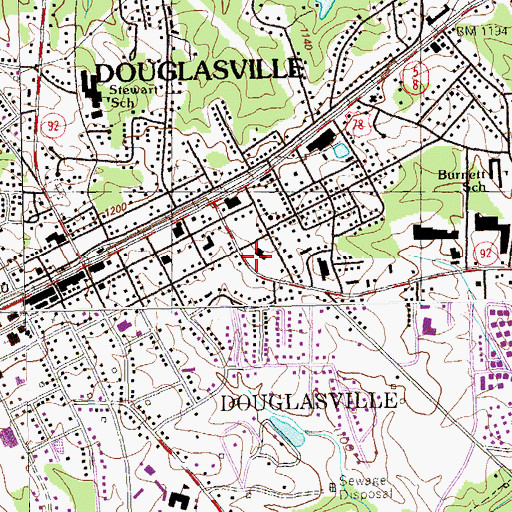 Topographic Map of Spring Market Shopping Center, GA