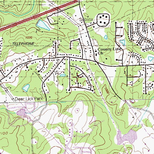 Topographic Map of Stonewood, GA