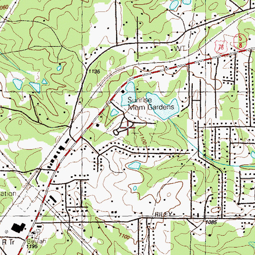Topographic Map of Sunrise Memorial Gardens, GA