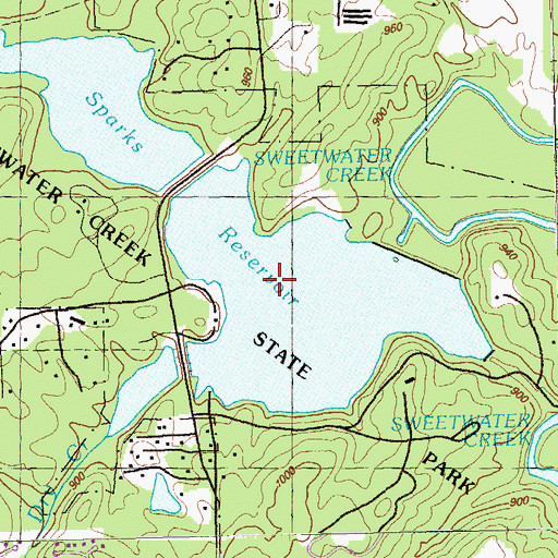 Topographic Map of Sweetwater Creek State Park, GA