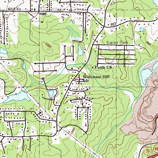 Topographic Map of Welcome Hill Church, GA