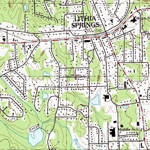Topographic Map of Whitaker Hills, GA